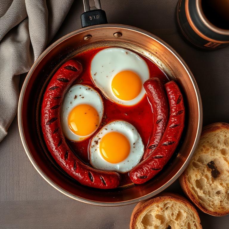 Bakır Sahanda Sucuklu Yumurta